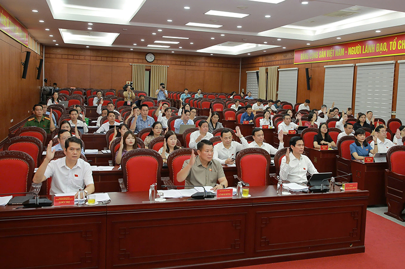 Đại biểu biểu quyết thông qua Nghị quyết tại Kỳ họp